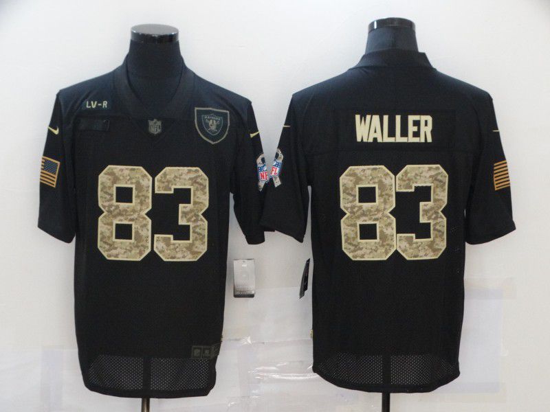 Men Okaland Raiders 83 Waller Black camo Lettering 2020 Nike NFL Jersey